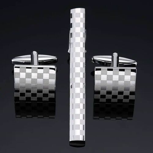 a set High quality brass enamel necktie clip cufflink suit m