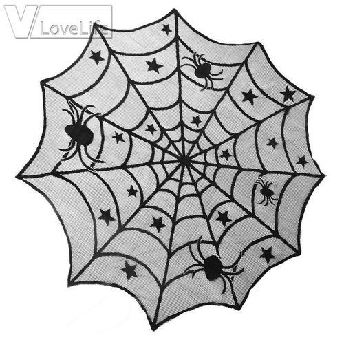 Round Table Cloth Halloween Party Decoration Lace Backdrop S