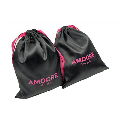 20PCS Pink Customized Silk Satin Hair Extension Pouch ags