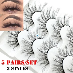 5 Pairs 3D/5D Faux Mink Hair False Eyelashes Natural Long