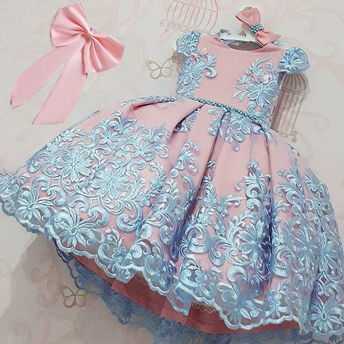 Girls Lace flower Princess Dress Birthday Party Vestidos Kid