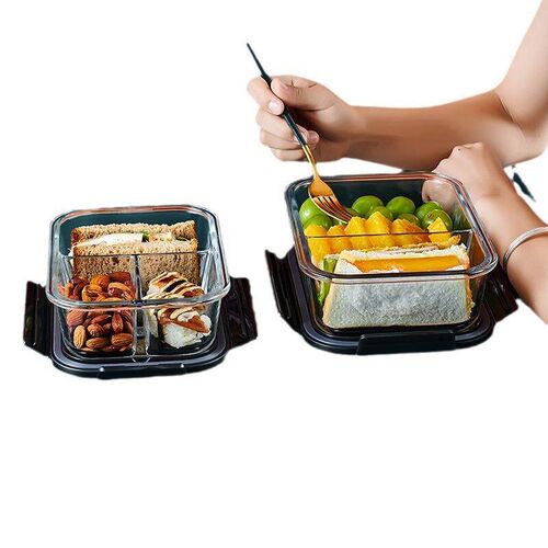 Bamboo Fiber Grid Lunch Box Microwavable Hermetic  Bento