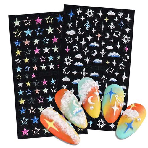 New nail art stickers 5d relief three-dimensional five-point