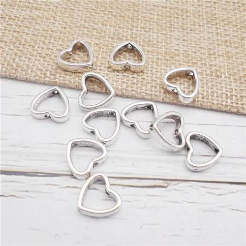 16PCS Alloy Heart Circle Frame Beads Spacer Connectors Charm