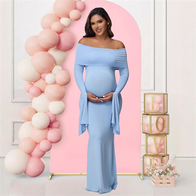 New maternity evening gown Pregnant womens slim fit dress图片