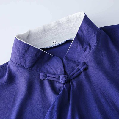 Loose Casual Long Shirt Vintage Cotton and Linen Mens Wear
