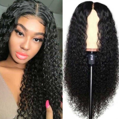 Kinky Curly U V Part Wig Human Hair No Leave Out Glueless Br