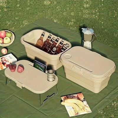 Sturdy & Spacious Foldable Picnic Basket With Safety Lid -