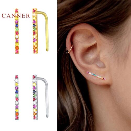CANNER Color Zircon Lightning Cross Earrings For Women 925 S