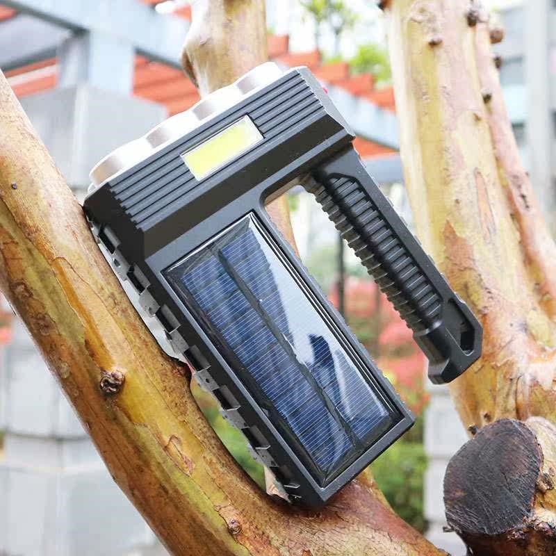 Solar rechargeable USB flashlight field super bright drop-pr图片