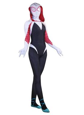 Kostum Cosplay Gwen Stacy Spider Gwen Baru Kafe untuk Wanita