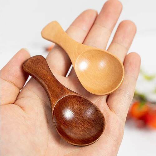 1-10PCS Mini Natural Wooden Spoons Scoop Tea Honey Coffee Co