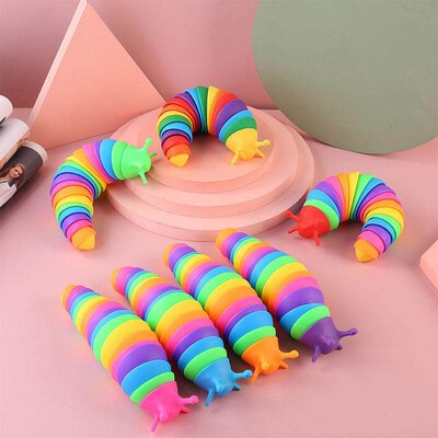 Colorful Slug Snal Toy Artculated Flexble 3D Slug Fdget