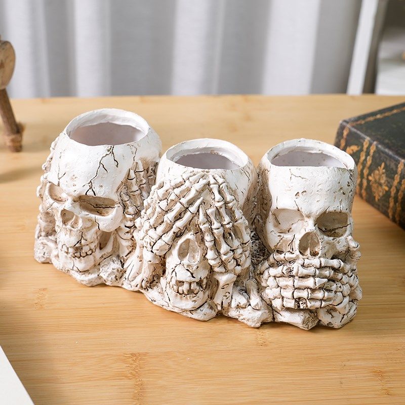仿真骷髅头花盆摆件万圣节场景布置树脂装饰品桌面小摆设拍摄道具,家居饰品,桌面摆件,淘宝优惠券,粉丝福利购,淘宝优惠卷