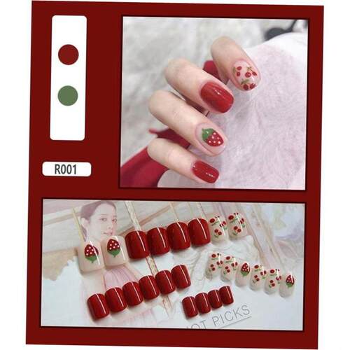 24Pcs Fake Nails Finished Nail Patch Short Fake Nails