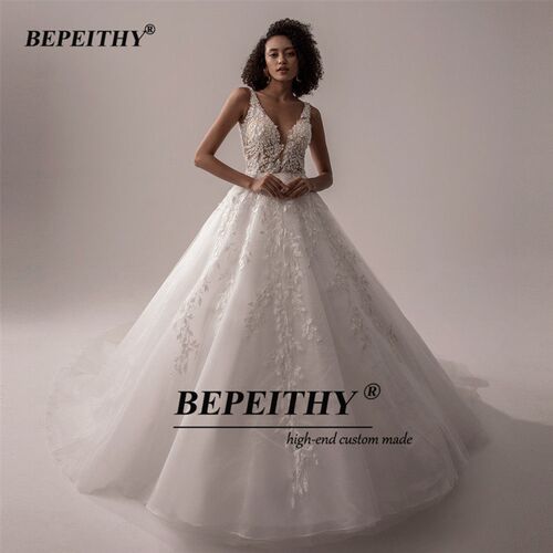 BEPEITHY Vestido De Noiva V Neck Sleeveless Wedding Dresses
