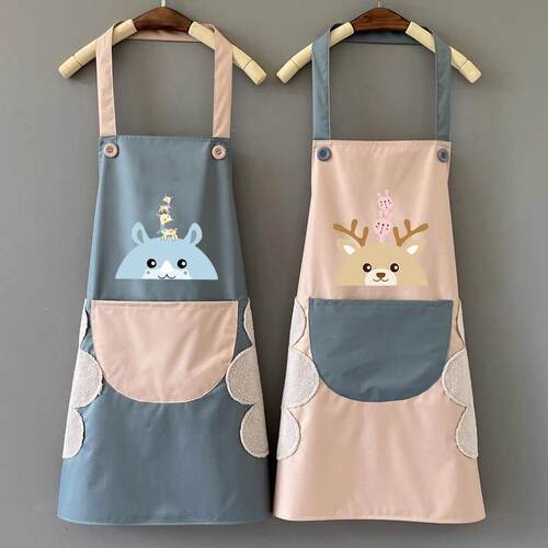 Waterproof and oil-resistant kitchen apron with a neck strap
