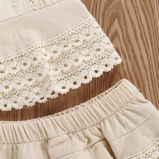 2 Pcs Babys Summer Suit Sleeveless Lace Vest Top Layered H
