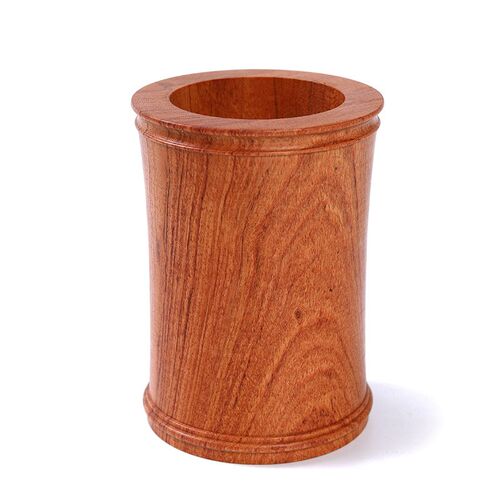 Round Chinese Rosewood Desk Pen Holder Vintage Solid Wood St