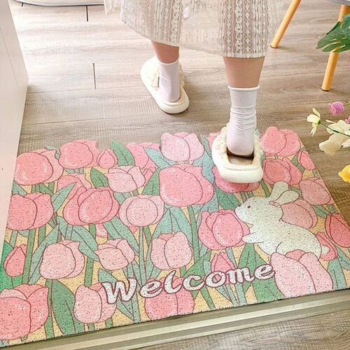 Welcome Rabbit Entrance Doormat Anti-slip PVC Floor Mats Cro