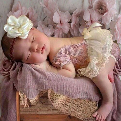 Ylsteed 2 Pieces Set Dusty Pink Newborn Girl Photo Shooting