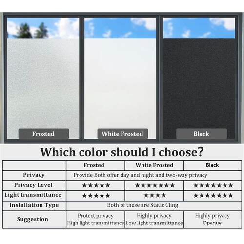 Window Film Frosted Glass Window Privacy Film No Glue Bathro
