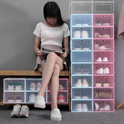 Stackable Storage Box Transparent Flip-Open ver Shoes Drawer