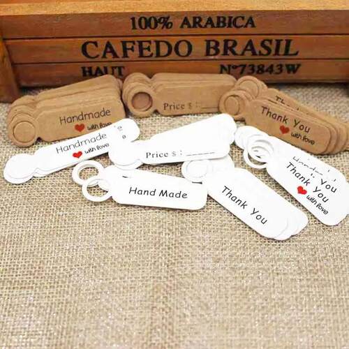 100pcs multi cute brown /white paper gift label tag handmade