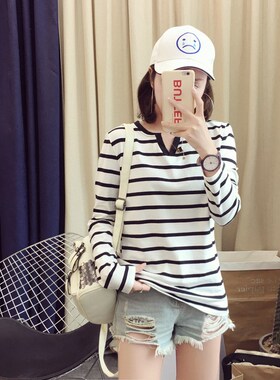 Spring 2025 Womens VNeck Striped Long Sleeve Slim Fit Base S