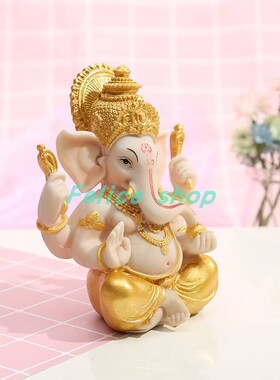 Gold Lord Ganesha Buddha Statue Elephant God Sculptures Gane