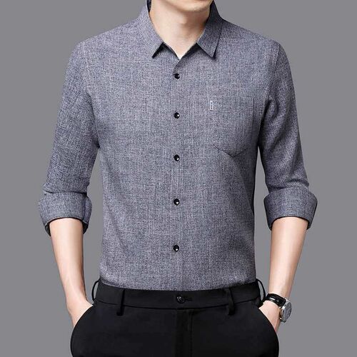Mens Long-sleeved Linen Shirt Autumn New Style Shirt Mens