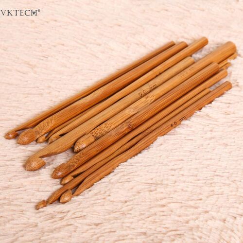 12pcs Bamboo Crochet Hooks Needles Crochet Handmade Sewing N