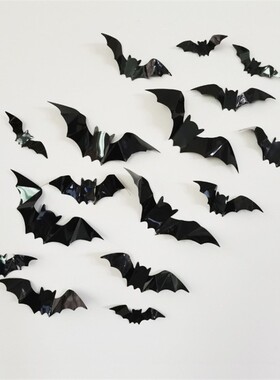 16pcs Halloween 3D black bat Wall Stickers Halloween party
