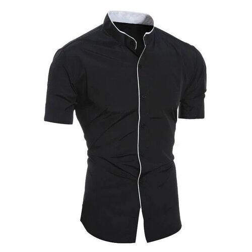 New mens solid color casual commuting short sleeved shirt