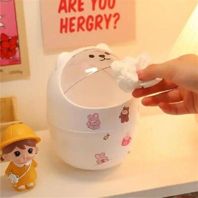 Ins Style Creative Cute Home Desktop with Lid Trash Can