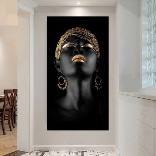 Canvas Painting Wall Art Pictures prints Black woman on canv