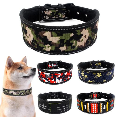 10 Colors Reflective Puppy Big Dog Collar with Buckle Adjust