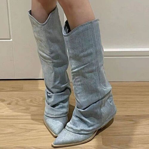 Fashion Women Chelsea Boots Cowboy Knee High Shoes 2023 New