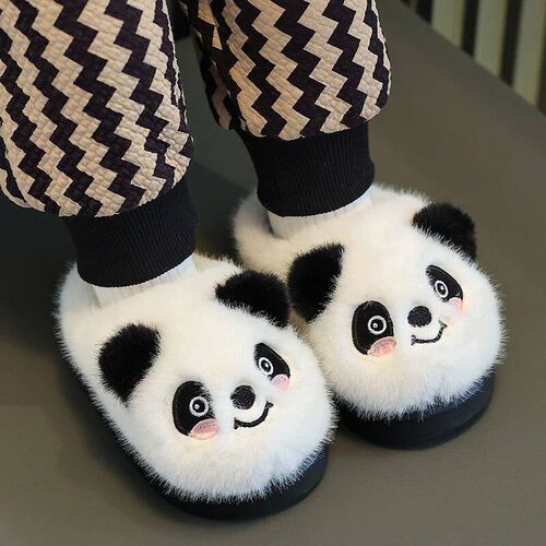 New Winter Warm Cute Cartoon Panda Indoor Mule Soft Non-slip