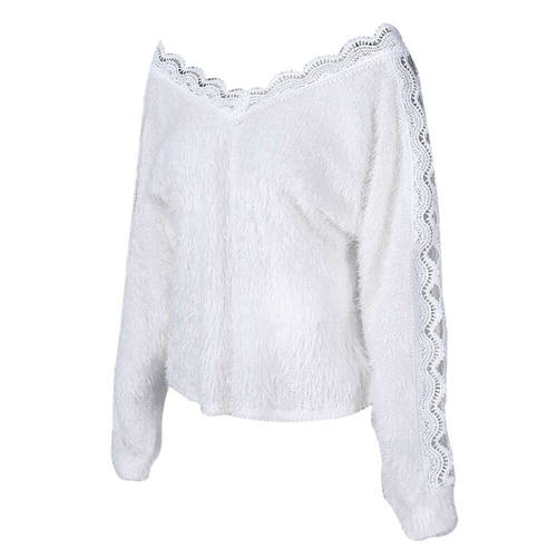 Winter Women's Sweaters Knitted Pullover V-neck Hollow J