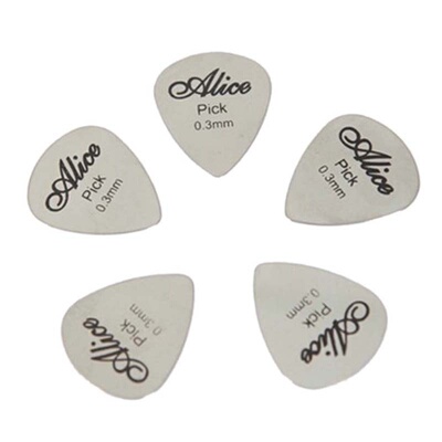 5Pcs10Pcs Metal Guitar Pick 0.3mm Thin Durable Silver Color