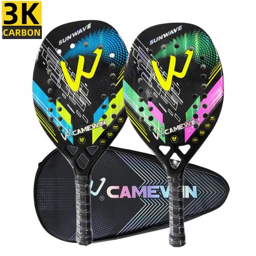 Camewin Beach Tennis Racket 3K Full Carbon Fiber Rough Surfa