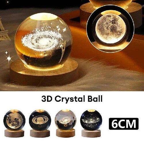 3D Crystal Ball Night Light Solar System Cosmic Theme LED