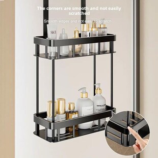 No-Drill Shower Caddy  Bathroom Glass Door Storage Basket