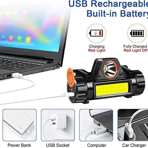 High Lumen COB LED Headlamp Super Bright Headlight Waterproo