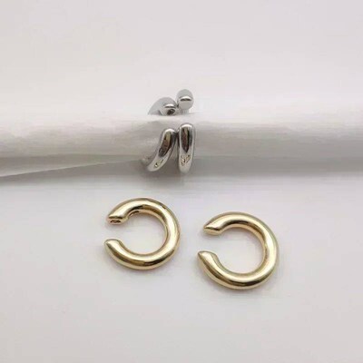 Unique Fake Piercing Metal Ear Clips Asymmetry Round Cartila