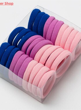 30Pcs Elastic Hair Accessories For Women Kids Black Pink Blu