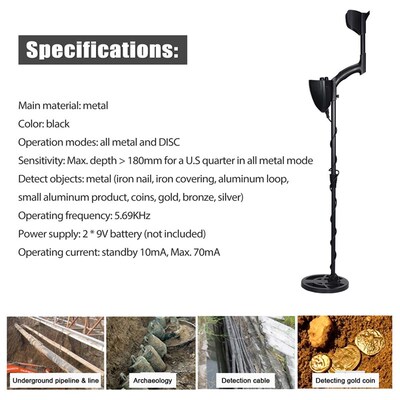 KKMOON Portable Professional Underground Metal Detector Unde