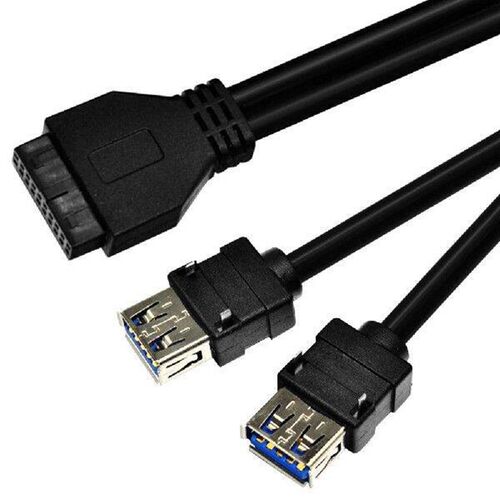 PC Case Chassis Front Panel Cable Adapter 20 Pin to 2 Port