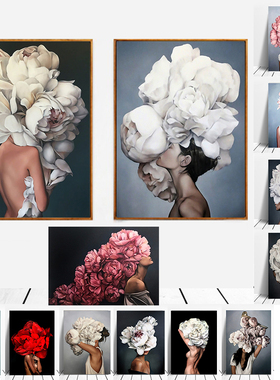 Modern Figure Lady Head Flower Picture Home Decor Nordic Can